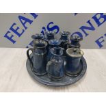 9 PIECE STUDIO POTTERY COFFEE SET