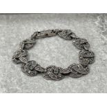 SILVER AND MARQUESITE ORNATE CROSSOVER LINK BRACELET