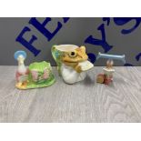 3 BEATRIX POTTER ITEMS INCLUDING JEMIMA PUDDLE-DUCK CERAMIC EGG CUP JEREMY FISHER TOBY MUG &