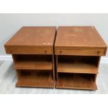 PAIR OF VINTAGE TEAK SINGLE DRAWER SIDE TABLES