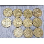 11 AUSTRALIAN 1 DOLLAR COINS ELIZABETH II DATED 1988,1984 AND 1985