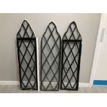 3 19TH CENTURY METAL FRAMED GOTHIC CHURCH WINDOWS