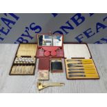 MISCELLANEOUS ITEMS TO INCLUDE CUTLERY SETS PANAMA SOUVENIR PLAYING CARDS CIGAR CUTTER FLAST ETC