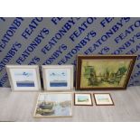 6 FRAMED PRINTS INCLUDES 2 BY RICHARD BARRET, HARBOUR SCENE BY VERNON WARD AND 2 SMALL PICTURESQUE