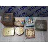 COLLECTION OF TIN BISCUIT BOXES INCLUDES CARR AND CO'S BISCUITS, 2 RINGTONS LTD AND BASSICINI ETC