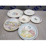 6 COLLECTORS PLATES INCLUDES PETER RABBIT WEDGWOOD JEMIMA PUDDLEDUCK WEDGWOOD ROYAL ALBERT ETC