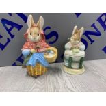 TWO BEATRIX POTTER BOXED ITEMS INCLUDING MRS. RABBIT CANISTER & MRS. RABBIT WITH BABIES