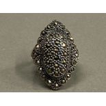 SILVER AND MARCASITE CLUSTER RING SIZE O 7.3G GROSS