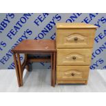 STONEHILL NEST OF 2 TABLES TOGETHER WITH 3 DRAWER BEDROOM CHEST