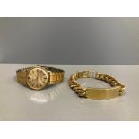 GENTS VINTAGE ROTARY WRISTWATCH TOGETHER WITH A GOLD PLATED ID BRACELET