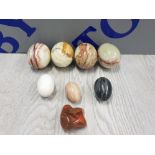 4 LARGE ONYX EGGS TOGETHER WITH 3 SMALLER MARBLE EGGS PLUS 1 OTHER