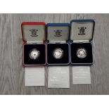 3 ROYAL MINT UK SILVER PROOF COIN SETS INCLUDES 1995 2004 AND 2006