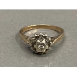 9CT YELLOW GOLD AND DIAMOND RING COMPRISING OF 7 DIAMONDS SIZE L1/2 2.3G GROSS