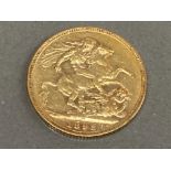 22CT GOLD 1893 FULL SOVEREIGN COIN