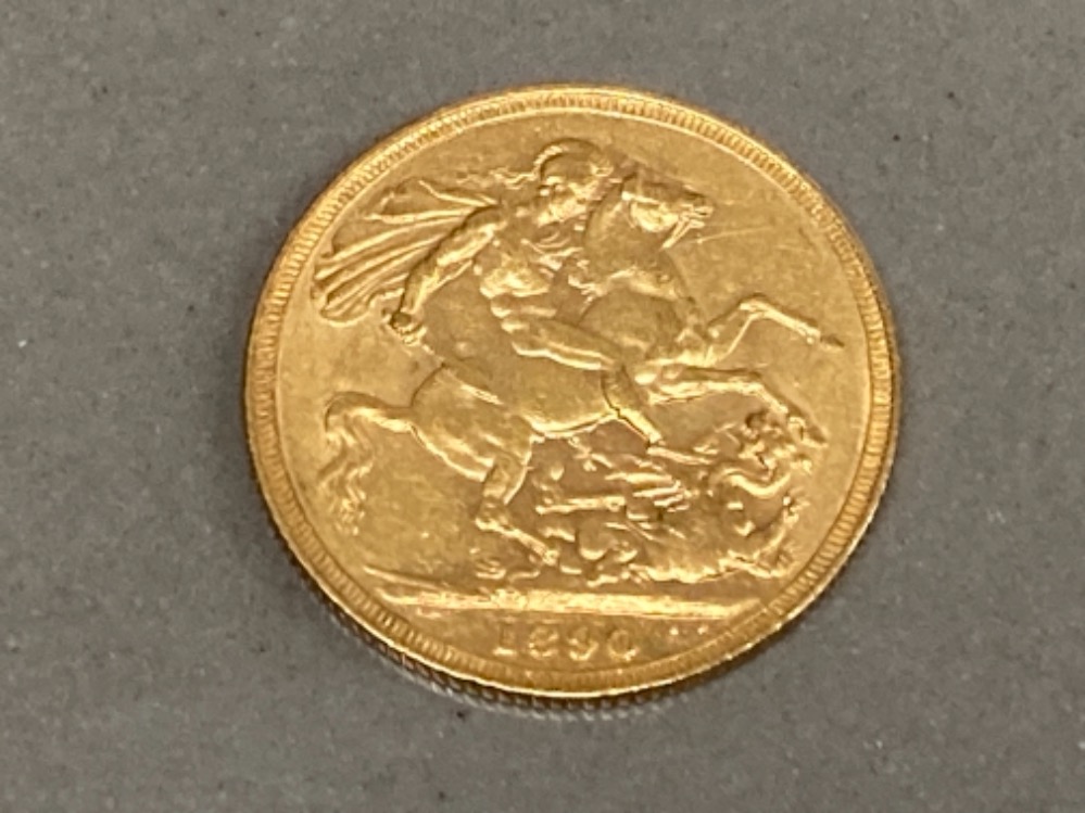 22CT GOLD 1890 FULL SOVEREIGN COIN