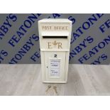 CAST METAL WHITE ROYAL MAIL POST BOX WITH KEYS 57CM BY 22CM