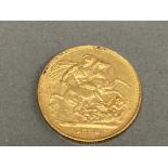 22CT GOLD 1880 FULL SOVEREIGN COIN