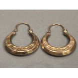 9CT YELLOW GOLD PAIR OF HOOP EARRINGS 1.6G