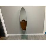 MODERN OVAL SHAPED DRESS MIRROR ON GLASS BASE