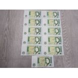 COLLECTORS BANK OF ENGLAND ONE POUND NOTES SIR ISAAC NEWTON, SOME CONSECUTIVE NEAR MINT CONDITION