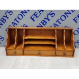 VINTAGE PINE WOODEN DESK TIDY 94CM BY 24CM BY 35CM