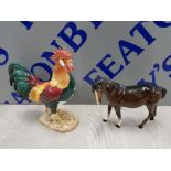 2 BESWICK ANIMAL FIGURES INCLUDING A LEGHORN ROOSTER 1892 AND A BESWICK HORSE