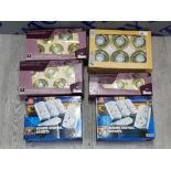 COLLECTION OF HALOGEN DOWNLIGHTS AND REMOTE CONTROL SOCKETS