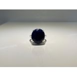 BEAUTIFUL 925 SILVER BLUE SAPPHIRE GEMSTONE RING WITH A 18.82CT SAPPHIRE SIZE L 1/2 7.8G GROSS