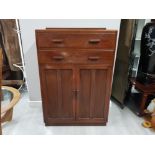 1940S MAHOGANY 2 DRAWER OVER 2 DOOR UTILITY CHEST