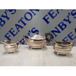 BEAUTIFUL SILVER PLATED WALKER AND HALL PART TEA SERVICE WITH TEA POT AND MILK JUG WITH ENGRAVED