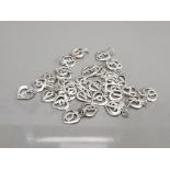 30 SILVER HEART ASSORTED INITIAL CHARMS 20.3G