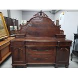 LATE VICTORIAN FLAME MAHOGANY BUFFET SIDEBOARD WITH SCROLL TOP