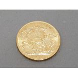 22CT GOLD 1909 FULL SOVEREIGN COIN STRUCK IN PERTH