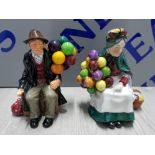 2 BALLOON SELLER FIGURES 1 BALLOON MAN BY ROYAL DOULTON, OTHER FIGURE UNKNOWN