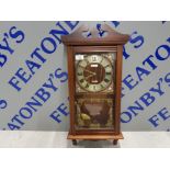 MODERN MAHOGANY WALL CLOCK THE PRESIDENT COLLECTION CHIMING QUARTZ WITH PENDULUM