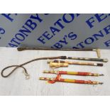 INTERESTING LOT INCLUDES RIDING CROP AND WHIP, ETHNIC BLOW PIPE AND 2 HARPOONS