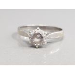 9CT WHITE GOLD CZ SOLITAIRE RING COMPRISING OF A CUBIC ZIRCONIA STONE SET IN THE CENTRE 2.8G GROSS