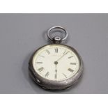 SILVER HALF HUNTER SMALL CIRCLE POCKET WATCH WHITE DIAL WITH BLACK ROMAN NUMERALS KIRNER BROS MODEL