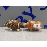 2 ANTIQUE SLIPWARE PIGGY BANKS POSSIBLY SCOTTISH