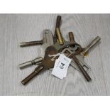 8 OLD CLOCK KEYS