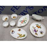 8 PIECE ROYAL WORCESTER EVESHAM CHINA SET WITH PEARS, CHERRIES AND BLACK BERRIES