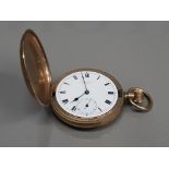 GENTS GOLD PLATED FULL HUNTER POCKET WATCH THOS RUSSEL AND SON LIVERPOOL WHITE DIAL WITH BLACK ROMAN