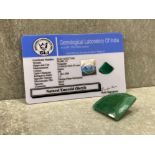 39CT CERTIFIED EARTH MINED FANCY SHAPED EMERALD GEMSTONE - COLOUR ENHANCED