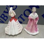 2 COLLECTABLE LADY FIGURES INCLUDES COALPORT MELANIE AND ROYAL DOULTON SUSAN