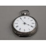 SMALL SILVER HALF HUNTER POCKET WATCH WHITE DIAL BLACK ROMAN NUMERALS