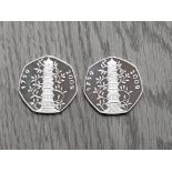 2 2009 KEW GARDENS 50P PIECES NOT LEGAL TENDER IRB COPY