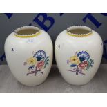 A PAIR OF HAND PAINTED POOLE POTTERY GINGER JARS BY SARAH RUSSEL 20 CM