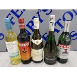 5 BOTTLES OF ALCOHOL INCLUDING PERNOD, DUBONNET AND VILLA VINCINI ETC