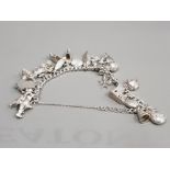 SILVER CHARM BRACELET WITH ASSORTED CHARMS 56.1G