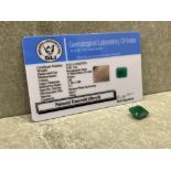 4.04CT CERTIFIED EARTH MINED RECTANGULAR STEP CUT EMERALD GEMSTONE - COLOUR ENHANCED WITH GLI CARD